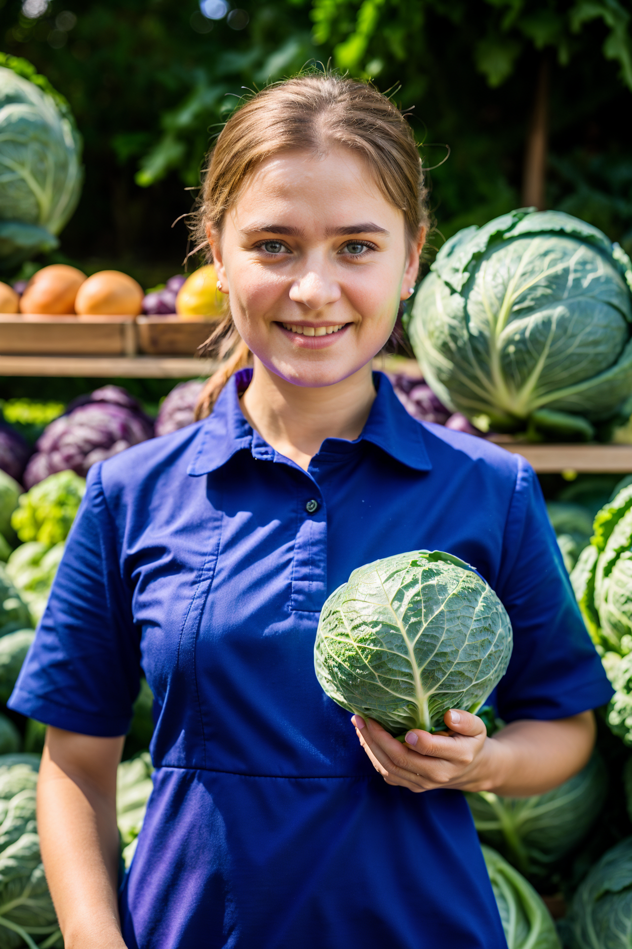 04626-3996947347-photo RAW,(Ukraine woman, the seller in the store, with an smiling expression, holds cabbage in her hand, blue uniform ,look to.png